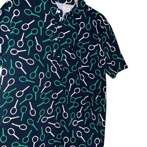 Brooks brothers Slim Fit Pique Racquet Print Polo Shirt tennis racket Small S